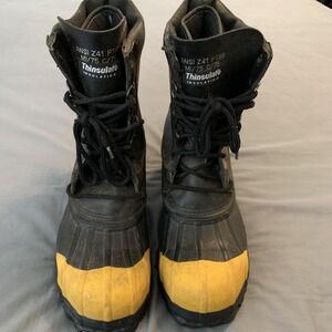 Rocky Boots Mens Size 9 Black Yellow Thinsulate Safety Toe Work Lace-Up #7752